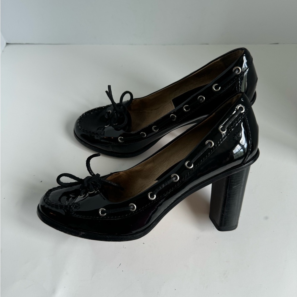 Michael Michael Kors Womens Tabitha Pump Size 8.5M Black Patent Block Heel - Picture 4 of 11